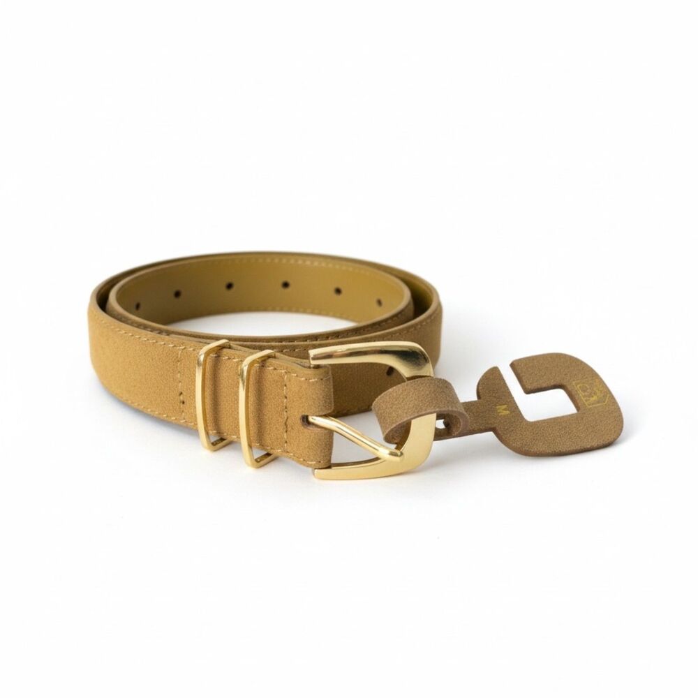 MANGO Tan Brown Leather Western Buckle Belt Size M NWOT